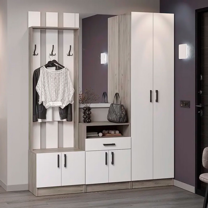 мс для прихожей Вега ТБ-1 дуб крафт серый/белый