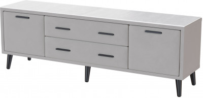 Тумба ТВ интерьерная 1,6 Пай светло-серый/мдф холст белый