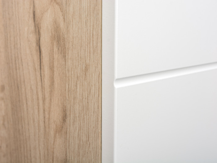 Лайн Прихожая № 13, дуб крафт серый/фасады МДФ белый глянец