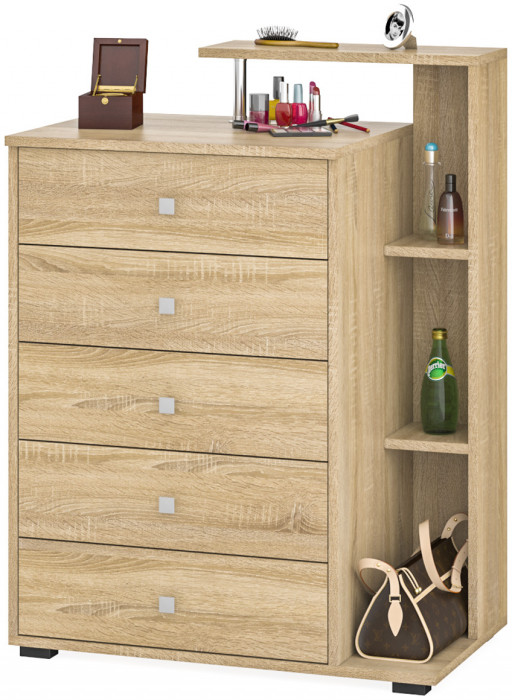 Камелия Комод, цвет дуб сонома, ШхГхВ 80х46,8х107,6 см., НЕ универсальная сборка