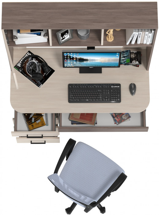 Стол 6-0606 Сигма + кресло 103 серое, цвет бодега тёмный/бодега светлый, ШхГхВ 120,5х60,5х166 см., НЕ универсальная сборка