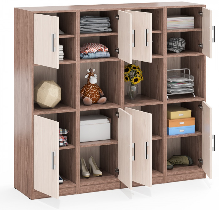 Четыре Пенала С-МД-СК9П к компьютерному столу С-МД-СК9, цвет ясень шимо светлый/ясень шимо тёмный, ШхГхВ 172х45х160 см., универсальная сборка