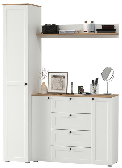 Остин Прихожая 63, белый шагрень/дуб крафт золотой