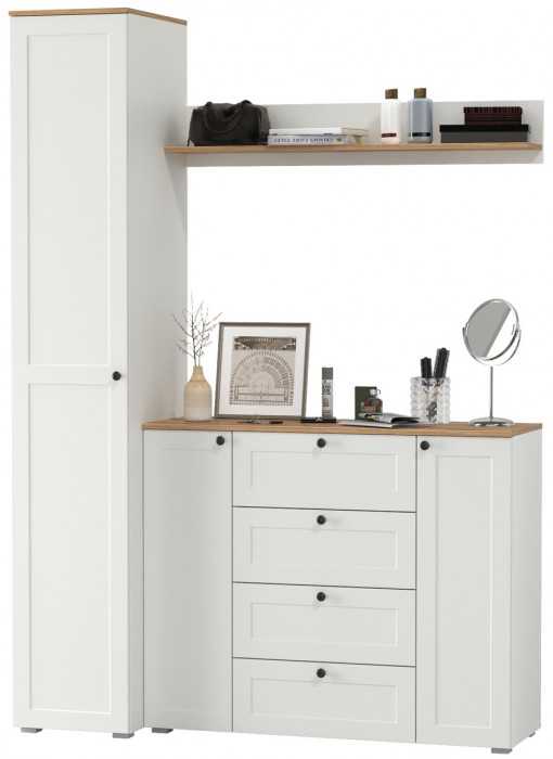 Остин Прихожая 63, белый шагрень/дуб крафт золотой