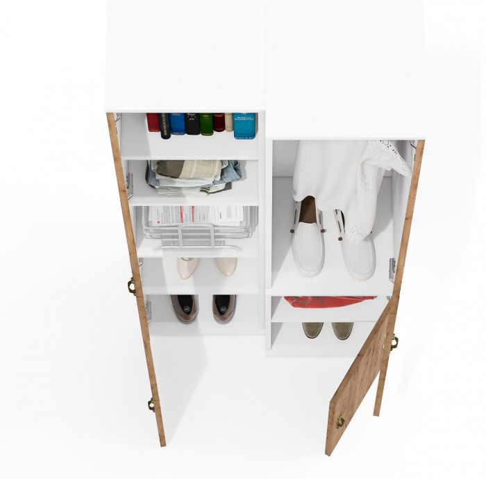 Лидер-8 Модуль Пенал + Пенал МД 21Б, белый шагрень/крафт золото