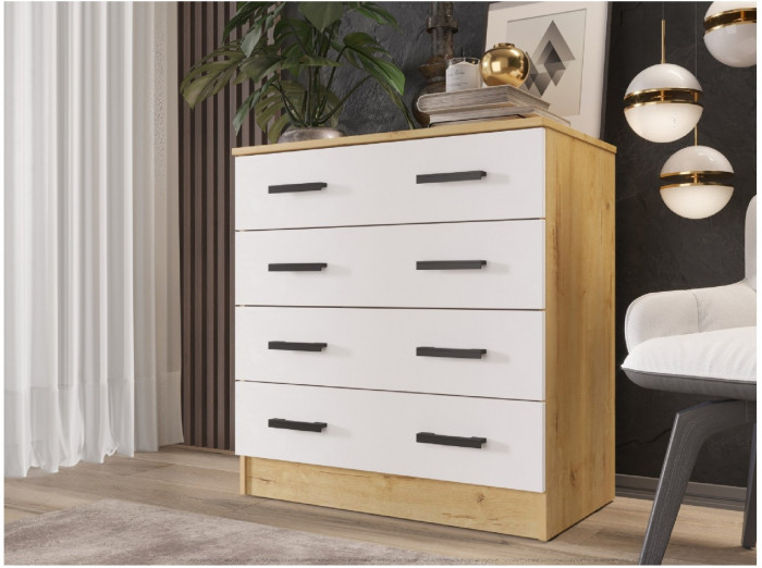 Модульная спальня Эко, композиция 4 (Белый гладкий, Дуб Вотан)