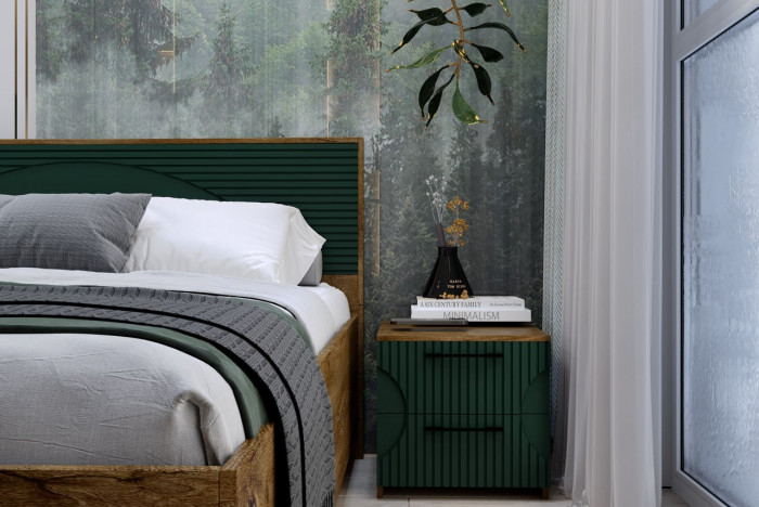 Модульная спальня "Монтале" - Дуб канзас/Зеленый матовый