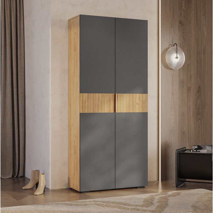 Шкаф 2-х створчатый "Сандра" ШК-04 Крафт/Графит/Тортуга (М27)