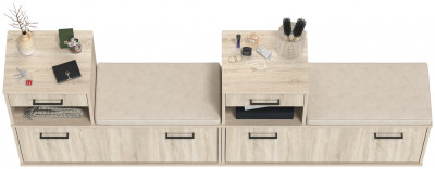 Лира ГК 2-0714+2-0714дубсон Тумба под обувь, цвет дуб сонома, ШхГхВ 200х33х75,5 см., универсальная сборка