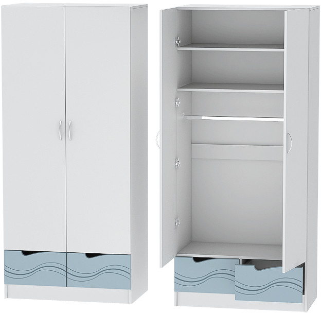 Детская комната Бриз МДФ, набор 6, Белый/Антарктида (Волна)