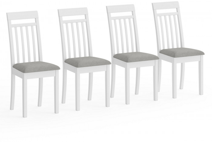 Четыре стула Мебель--24 Гольф-11 разборных, цвет белый, обивка ткань велюр серый 63, ШхГхВ 40х40х100 см., от пола до верха сиденья 47 см.