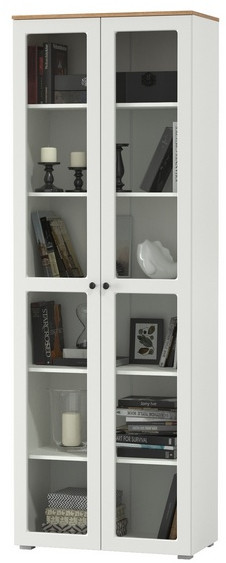 Остин 16.394.02 Шкаф-витрина, белый шагрень/дуб крафт золотой