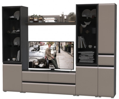 Сидней Комплектация № 056, корпус: антрацит/фасады: МДФ веллюто капучино