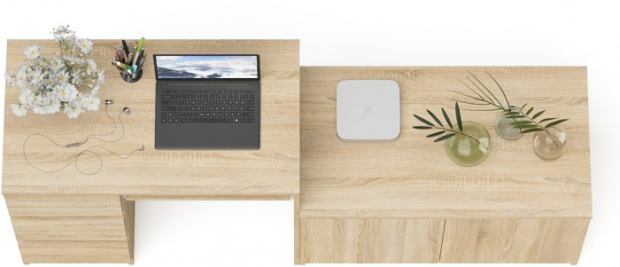 Мори компьютерный стол МС-6 левый + Тумба МА900.1, дуб сонома