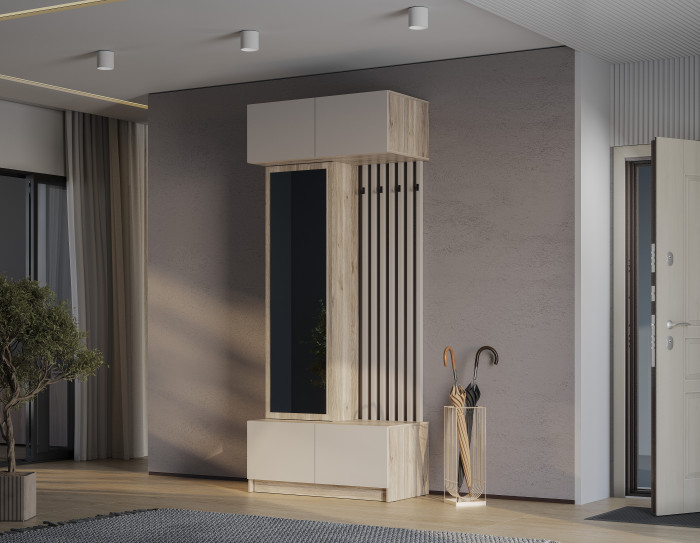 Прихожая "Багира" ПР-03 Дуб смоки/Кашемир