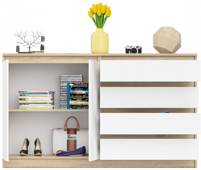 Мори Комод МК1600.1, дуб сонома/белый