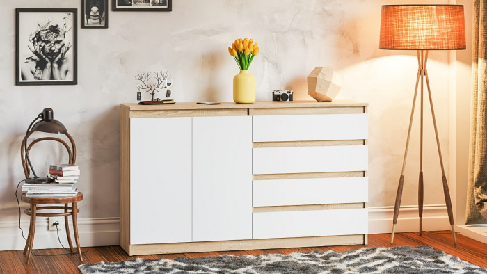 Мори Комод МК1600.1, дуб сонома/белый