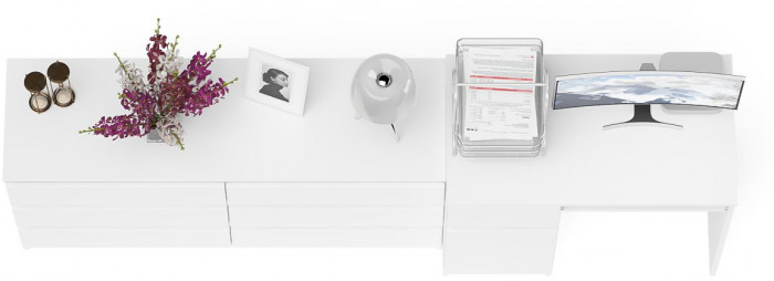 Мори компьютерный стол МС-1 левый + Комод МК1380.6, белый