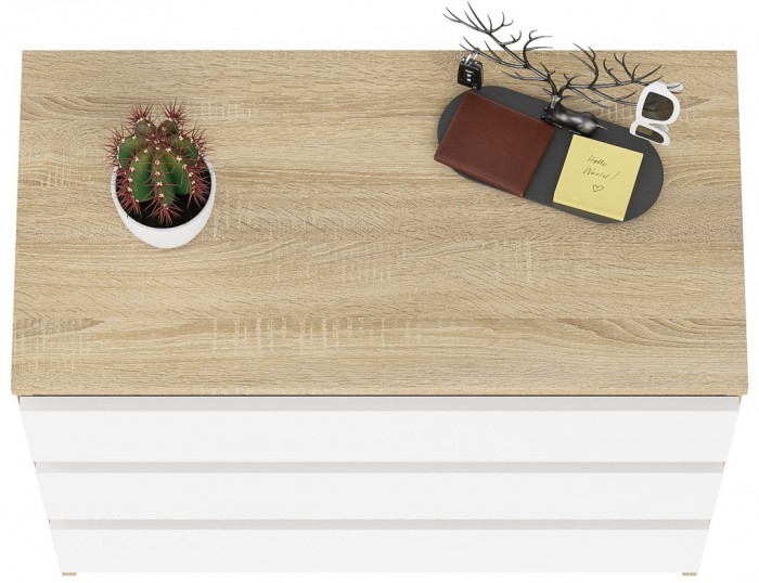 Мори Комод МК800.1, цвет дуб сонома/белый, ШхГхВ 80,4х41х73 см.