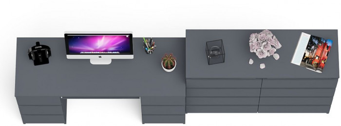 Мори компьютерный стол МС-2 + Комод МК1200.8, графит