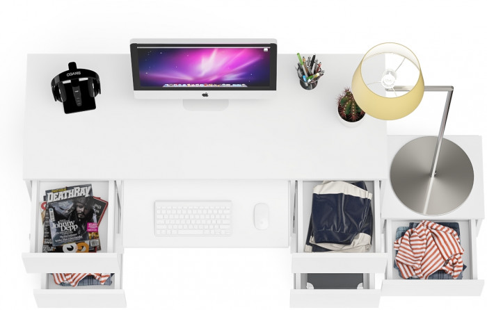 Мори Стол компьютерный МС-2 + Тумба ТМП400.1, цвет белый, ШхГхВ 175,8х50х76,6 см., универсальная сборка