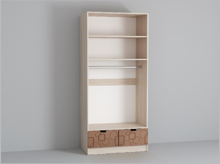 Бриз МДФ Шкаф 2 створчатый (Волна/Ясень шимо светлый/Шоколад)