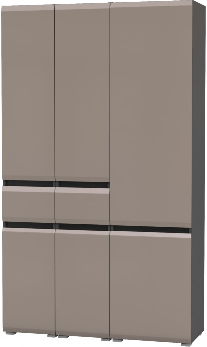 Сидней 13.202 Шкаф с ящиком 2 штуки + Шкаф 13.200, корпус: антрацит/фасады: МДФ веллюто капучино