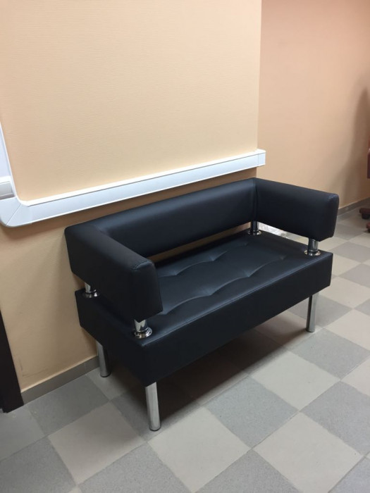 Диван Бизнес 100, экокожа, черный