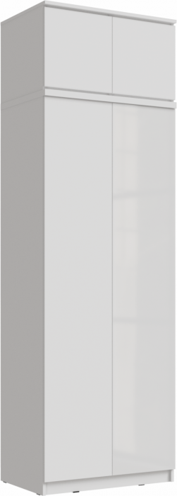 Челси Шкаф 2-х створчатый платяной + антресоль к шкафу 800 (Белый глянец, Белый)