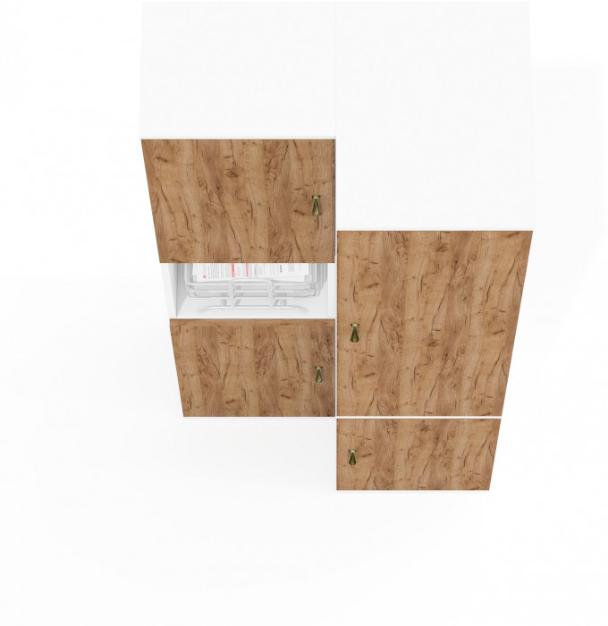 Лидер-8 Модуль Пенал + Пенал МД 23Б, белый шагрень/крафт золото