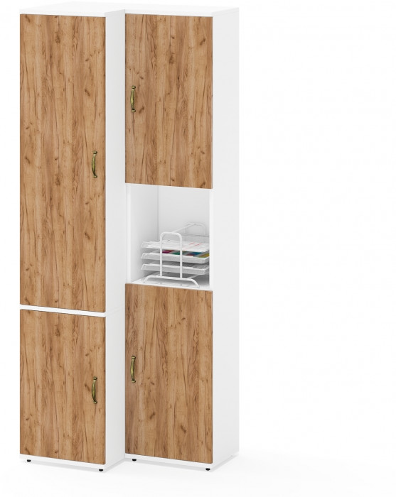 Лидер-8 Модуль Пенал + Пенал МД 23Б, белый шагрень/крафт золото