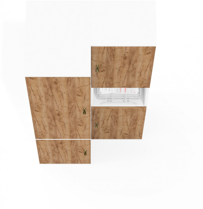 Лидер-8 Модуль Пенал + Пенал МД 23Б, белый шагрень/крафт золото