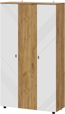 Шкаф трехстворчатый Байкал, Дуб Золотой, Белый матовый