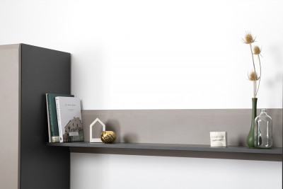 Сидней Комплектация № 045, цвет корпус: антрацит/фасады: МДФ веллюто капучино, ШхГхВ 130х41,3х210 см., ниша для ТВ 129х41х95 см., универсальная сборка