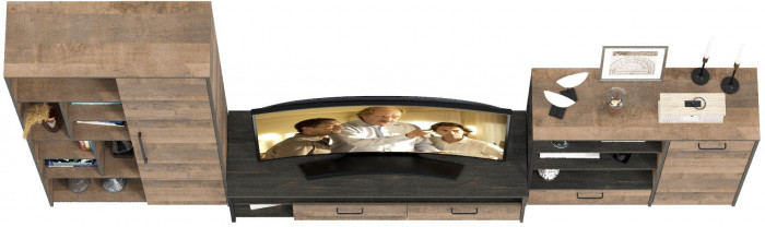 Трувор Гостиная 048, цвет дуб гранж песочный/интра, ШхГхВ 351,8х45,4х194,2 см., универсальная сборка