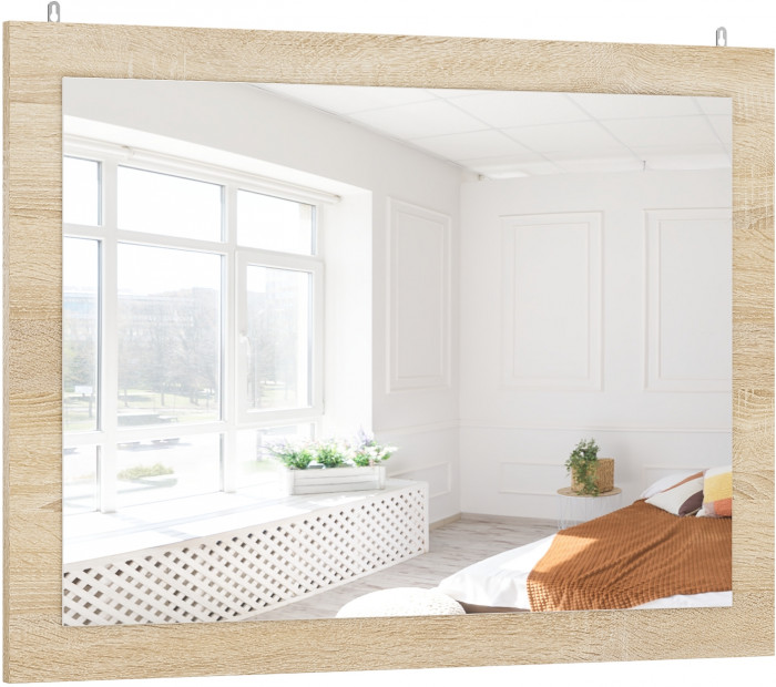 Камелия Зеркало, цвет дуб сонома, ШхГхВ 80х2х60 см., можно вешать за подвесы горизонтально или вертикально