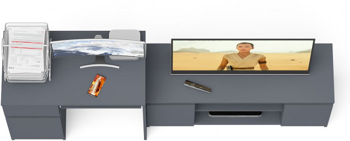 Мори Стол компьютерный МС-1 левый + Тумба МТВ1200.1, цвет графит, ШхГхВ 210,4х50х76,6 см., выдвижной ящик слева, НЕ универсальная сборка