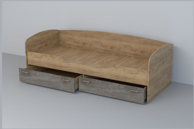 Кровать 0,8 арт.016 (Бетон Светлый/Камень Темный)