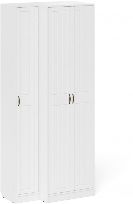 Прихожая П-6 Шкаф + Пенал, белая шагрень/фасады МДФ белое дерево фрезеровка прованс