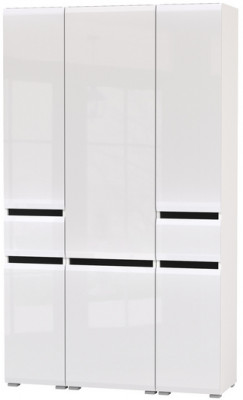 Сидней 13.202 Шкаф с ящиком 2 штуки + Шкаф 13.200, корпус: белый/чёрный/фасады: МДФ белый глянец