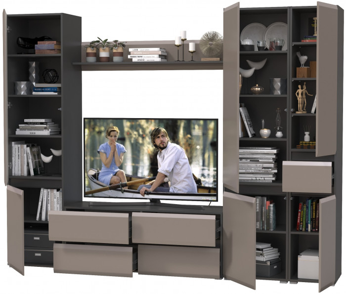 Сидней Комплектация № 057, корпус: антрацит/фасады: МДФ веллюто капучино