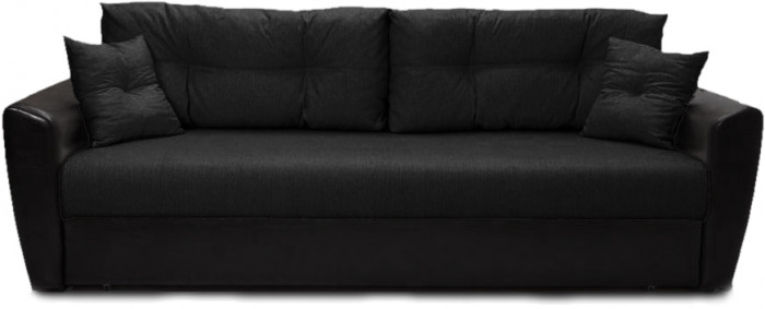 Диван еврокнижка Амстердам 160 велюр черный/экокожа черная