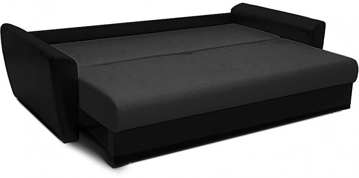 Диван еврокнижка Амстердам 160 велюр черный/экокожа черная