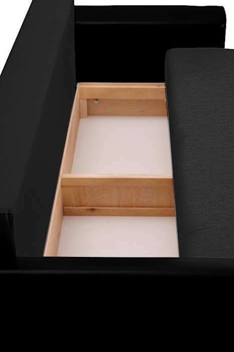 Диван еврокнижка Амстердам 160 велюр черный/экокожа черная