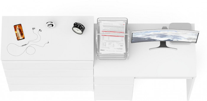 Мори компьютерный стол МС-1 левый + Комод МК800.4, белый