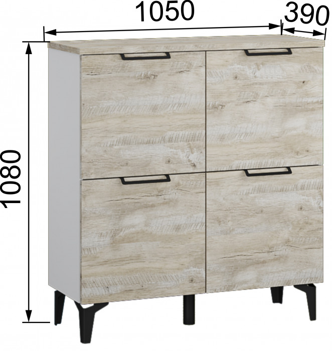 Чикаго Комод ЧК-30, Дуб юкон/Белый