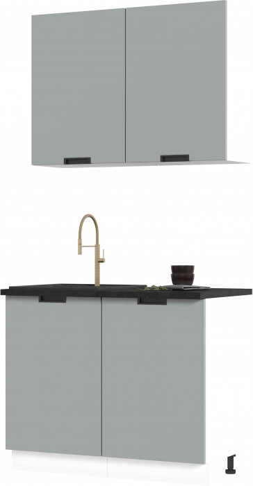 Кухня Сахара 1 м белый/холст грей (столешница кастилло темный)