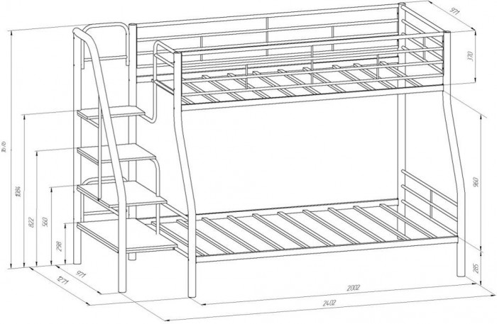 Двухъярусная кровать Толедо-1П (Серый)