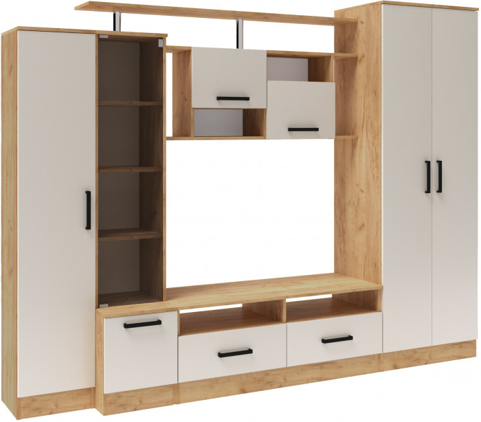 Гостиная Оскар-5, Дуб крафт золотой/Кашемир