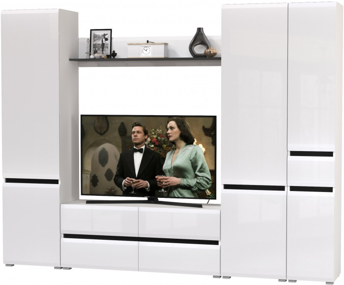 Сидней Комплектация № 057, корпус: белый/чёрный/фасады: МДФ белый глянец